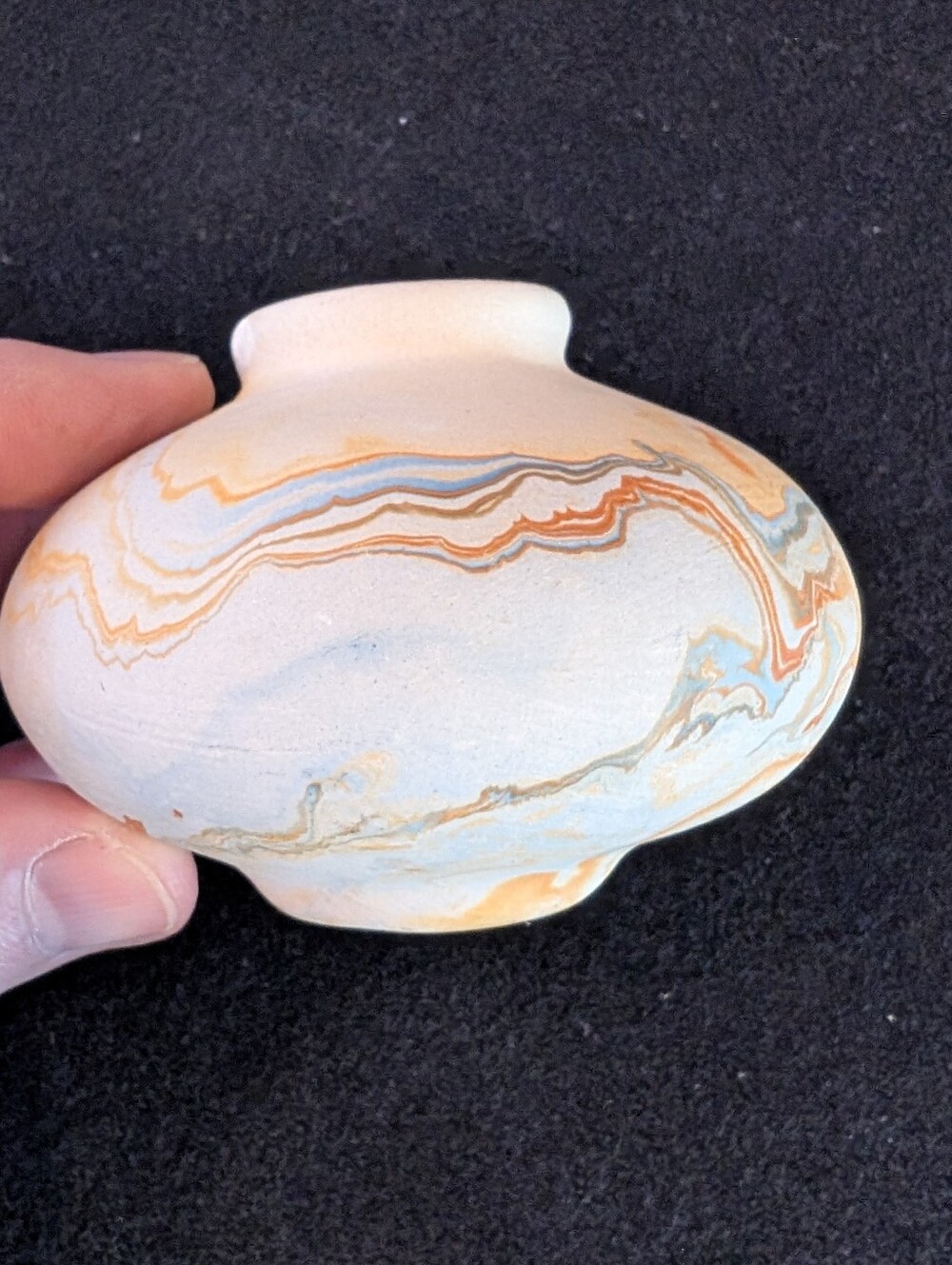 Vintage Nemadji Pottery Art Decorative Vase in Cream and Orange